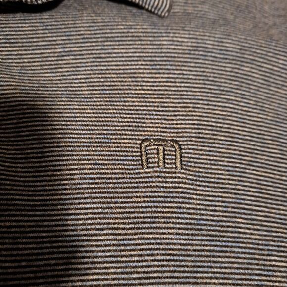 Travis Mathew Polo Shirt Mens Medium Blue Golf Performance Stretch Striped - Picture 5 of 9